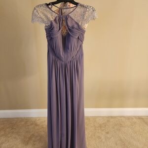 Elegant Lavender Evening Gown with Silver Accents